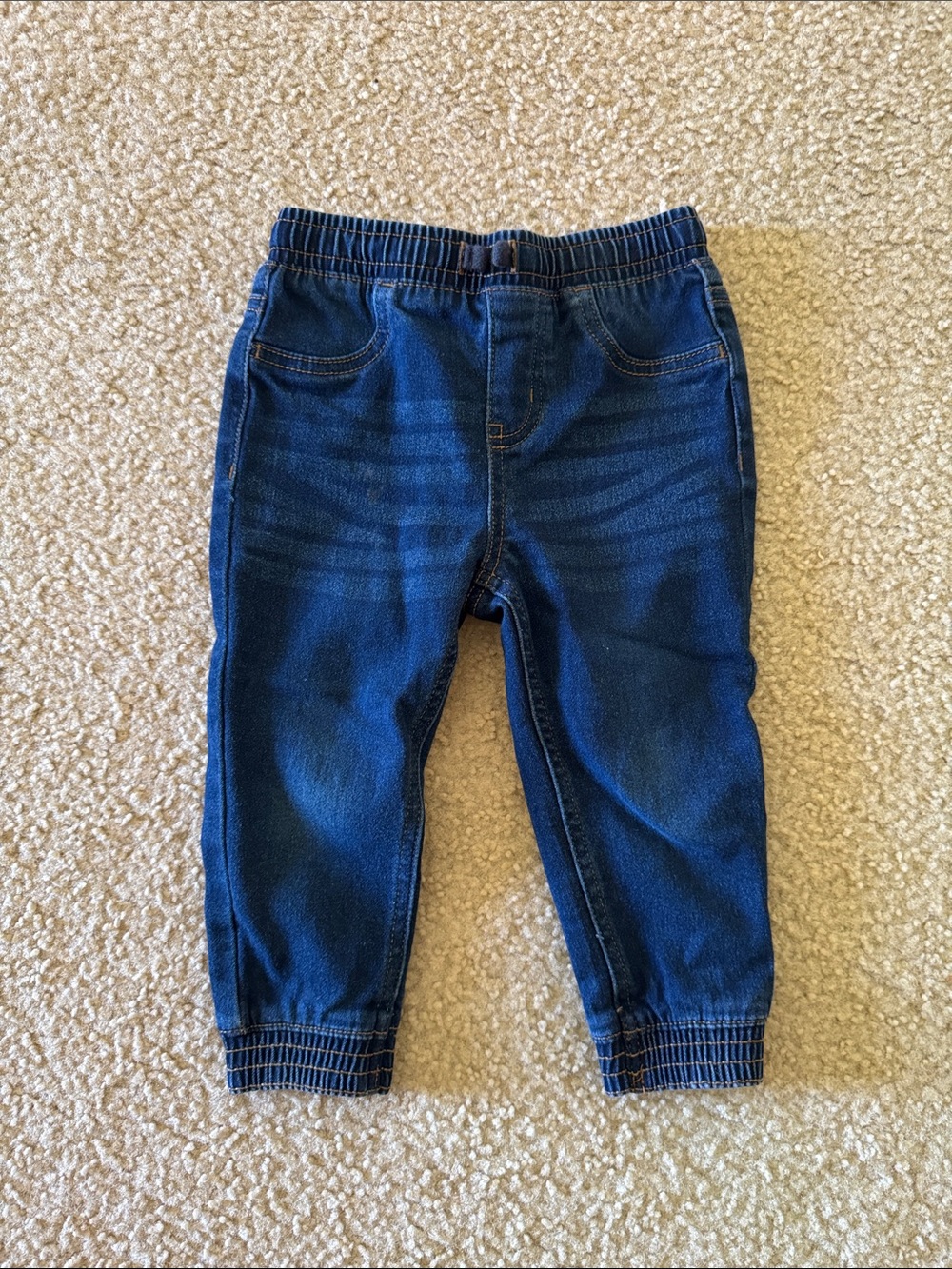 Toddler Elastic-Waist Dark Blue Denim Joggers
